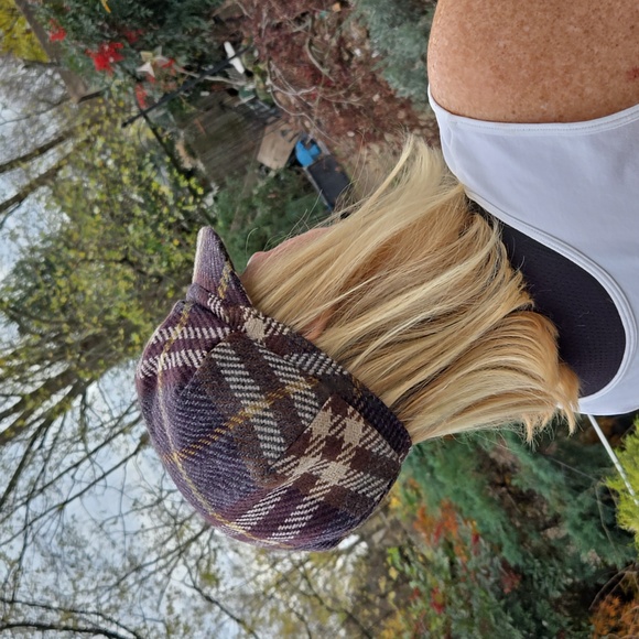 Plaid Newsboy Cap - Brown and Cream - Picture 6 of 11